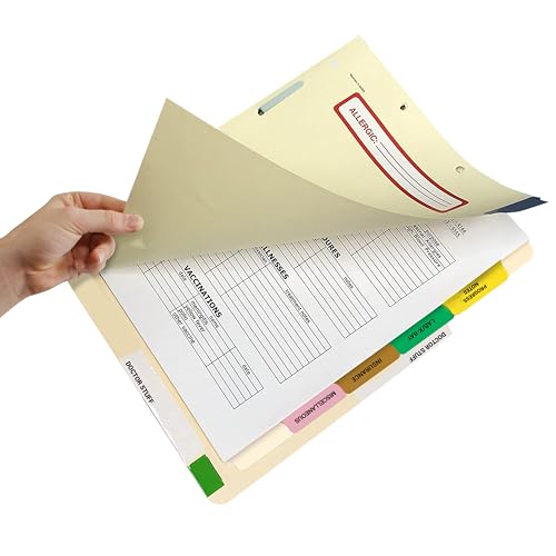 Doctor Stuff - Stock Medical Chart Dividers, 260 Sets of 6 Popular Healthcare Index Tabs, Side Tab, 9" x 11", File Folder Organizer for Nursing Patient Charts and Medical Records