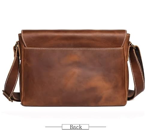 Sxdthy Mens Messenger Bag, Waterproof Vintage Leather Briefcase, Large Satchel Shoulder Bag, Computer Laptop Bag for Men (Color : Brown, Size : 21 * 29 * 6CM)