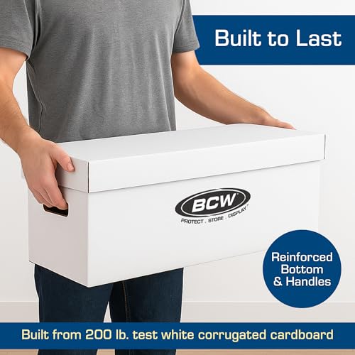 BCW Long Comic Storage Boxes, Holds 250-300 Comics Each, White, 10 Pack