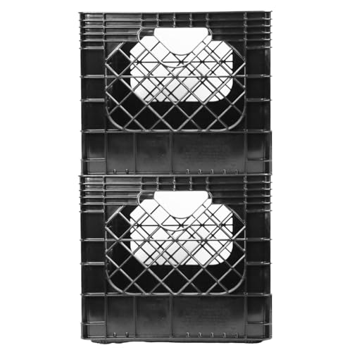 JEZERO 20 Quart 2-Pack Heavy Duty Plastic Crate | Stackable Multi-Purpose Storage Bin for Garage, Home, Office, Groceries, Outdoor, Camping & Kayaking | Black Utility Tote, 17" x 13" x 11"