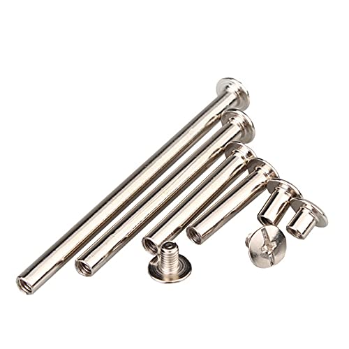 CekoCk 200pcs Nickel Plated Binding Rivet Screw M5 Chicago Screws for Photo Album Book Leather Craft Belt Wallet Mounting (Color : As Show, Size : 12mm)