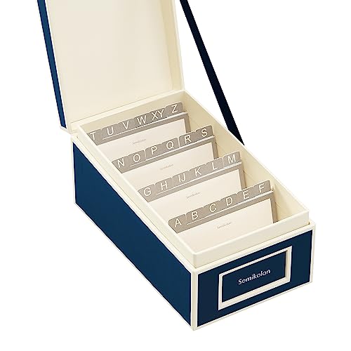 Semikolon Business Card File Box, Dividers A to Z, Marine Blue (3230003)