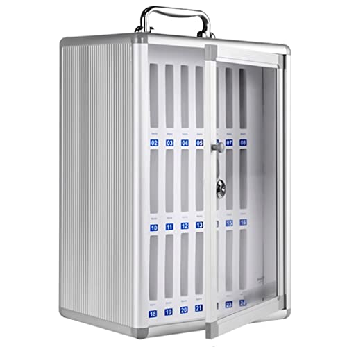 Aluminum Alloy Pocket Chart Cell Phones Storage Cabinet for Cell Phones,Wall-Mounted with A Locked,Can Be Carried by Hand for Office Classroom Factory (Color : Silver, Size : 24)