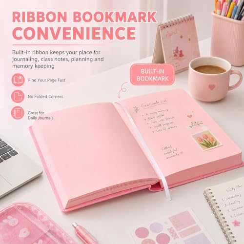 HJJMIEV Thickened Color Brick Notebook, A5 720-Page Hardcover Journal with PU Leather Cover, 80GSM Thick Paper, Ribbon Bookmark, Elastic Pen Holder for School Office Notes Diary Planner (2PCS3)