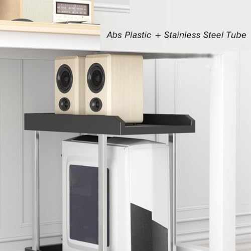 PC Stand Computer Cart,2 Tier Rolling Printer Cart Under Desk,Metal Frame and ABS Plastic Shelves,Max Load 110 Lbs,for Office Home Classroom(Black,670x465x245mm)