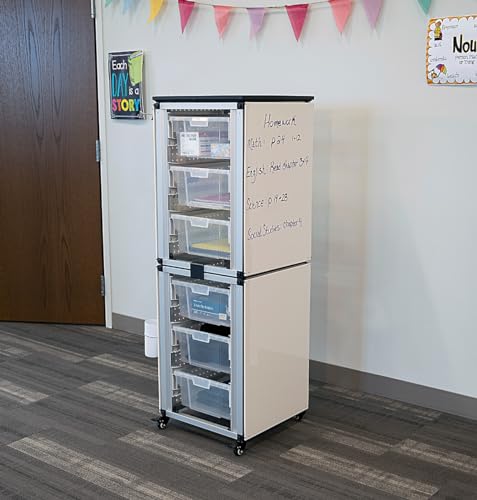 LUXOR MBS-STR-12-6L Modular Classroom Storage Cabinet - 2 Stacked modules with 6 Large Bins