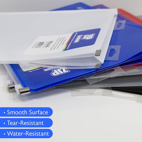 BAZIC Assorted Color Letter Size Zip Envelope Case of 24 (3188-24)