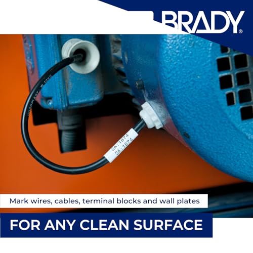 Brady Authentic (M4-49-498) Repositionable Multi-Purpose Vinyl Cloth Labels 1" H x 1" W Black on White, 160 Labels. for use with The BMP41, BMP51, and M511 Label Printers