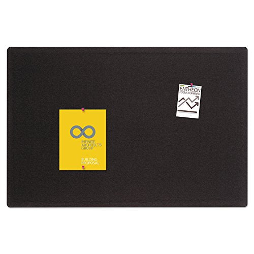 Quartet 7684BK Fabric Bulletin Board, Frameless,w/Hardware, 4-Ft x3-Ft, Black