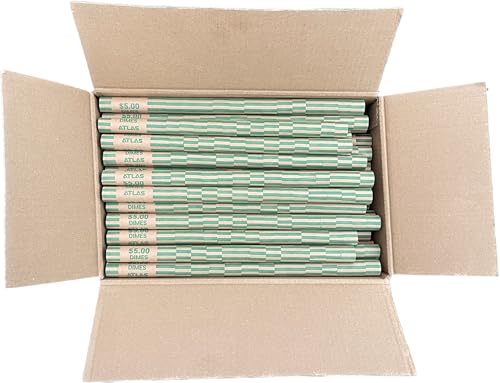 ATLAS Preformed Coin Wrappers - 1008 Count Dime Coin Roll Wrappers - Precrimped for Easy Coin Handling. Sort Your Loose Change by Hand or use Any Brand of Automatic Coin Sorters (ACW-1008D)