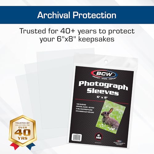 BCW 6x8 Photo Sleeves - 1000 Pack | Archival Photo Sleeves for Art, Postcards & Photos | Acid-Free, No PVC | Archival Quality for Storage & Display