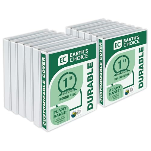Samsill Earth's Choice 1 Inch Round Ring View Binder, Eco-Friendly and USDA Certified, White, Bulk Binder 12 Pack (MP128937)