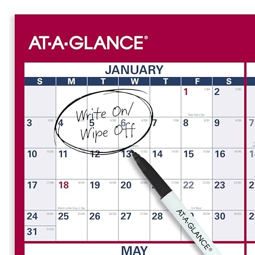 AT-A-GLANCE 2027 Erasable Calendar, Dry Erase Wall Planner, 48" x 32", Vertical-Horizontal, Reversible (PM3262827)