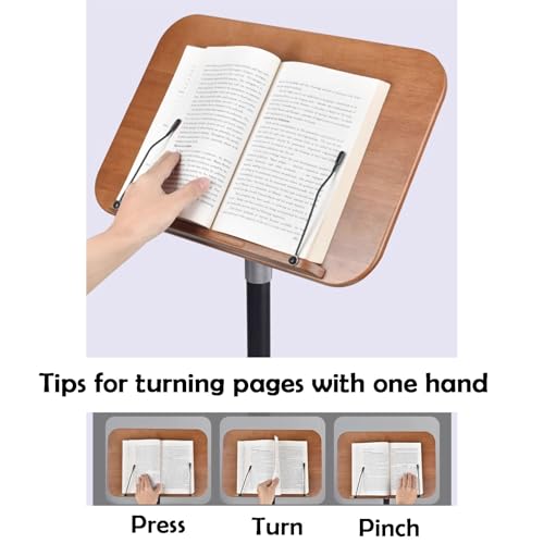UBNMIUBV Adjustable Floor Book Stand, Music Lectern Holder with Page Clips, Height 50-90Cm, Perfect for Home Office, Reading, and Music Rooms,Color 1-H 50-90cm