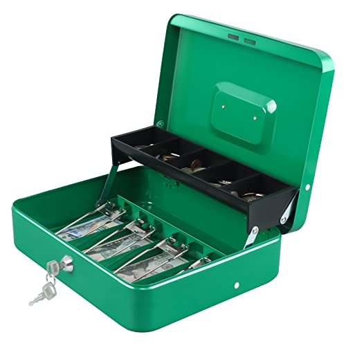 xydled Cash Box with Key Lock, Metal Money Box, Safe Storage box, Green