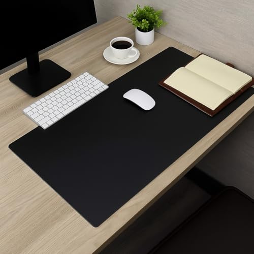 Dacasso Classic Black Leather 30" x 19" Desk Mat Without Rails