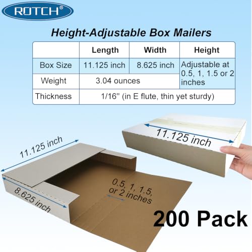 ROTCH 200 Pack 11.125x8.625x2'' Small Shipping Boxes, White
