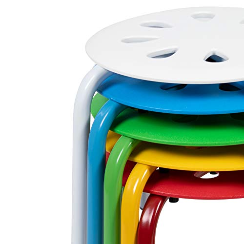 Flash Furniture 11.5" Steel Nesting Stack Stools, Assorted, 5-Pack