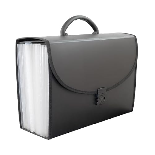 C-Line 21-Pocket Poly Expanding File with Handle, Legal Size, Black (58320)
