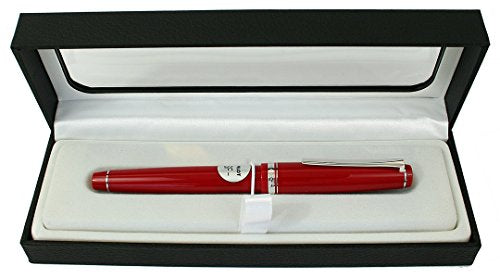 PILOT Falcon Collection Fountain Pen, Red Barrel with Rhodium Accents, Soft Broad Nib, Blue Ink (71623)