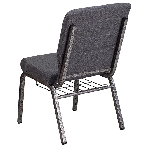 Flash Furniture Hercules 18.5 in Wide Fabric Church Chair, Dark Gray