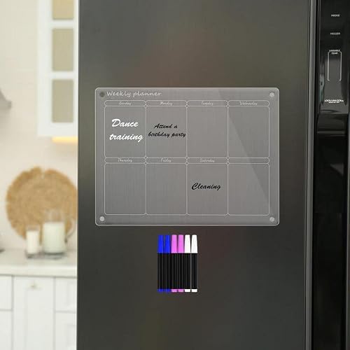 Dry Erase Calendar Magnetic Calendar Fridge Board Planner(Weekly Plan)