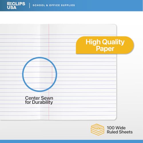 VEEBOOST Composition Notebook Wide Ruled Marble Composition Notebooks Bulk Wide Ruled Notebooks for School 9.75 x 7.5” 200 Pages 100 Sheets (48 Pack)