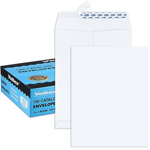 ValBox 10x13 Self Seal Catalog Envelopes 150 Packs Large White Envelopes with Peel and Seal Flap for Mailing, Organizing and Storage