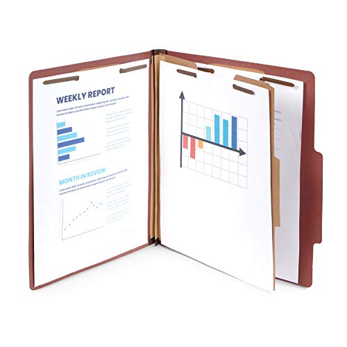 Blue Summit Supplies 30 Brick Red Classification Folders, 1 Divider, Letter