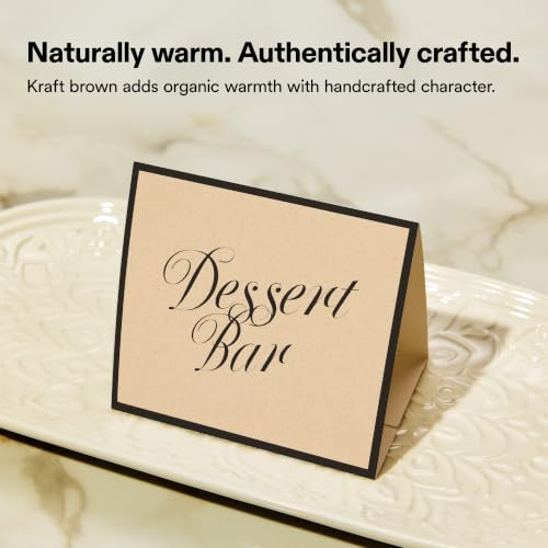 Avery Printable Rectangle Table Tent Cards, 3-3/8" x 3-11/16", Matte Kraft Brown, Sure Feed Technology, Print-To-The-Edge Capability, Laser/Inkjet Compatible, 100 Total