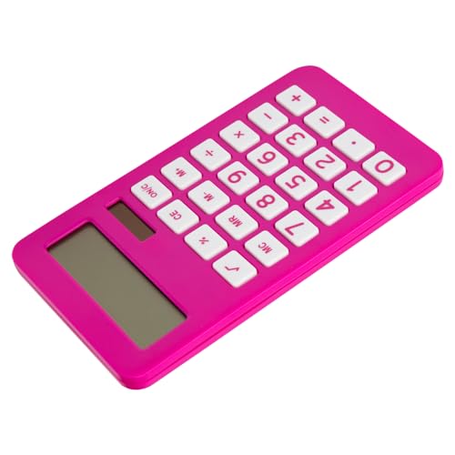 JAM PAPER Desktop Calculator - 10 Digit LCD Display - 3 3/4 x 6 3/4 Inches - Fuchsia Pink - Bulk 10/Pack