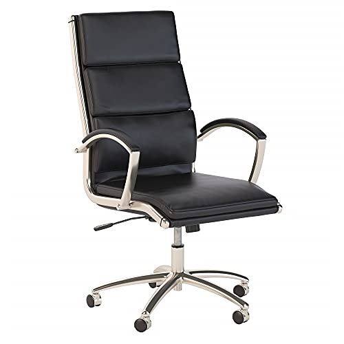 Bush Business Furniture Modelo High Back Leather Executive Office Chair in Black | Ergonomic Seating Solution for Personal Computer Workstation