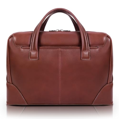 McKlein, R Series, Harpswell, Top Grain Cowhide Leather, 17" Leather Dual Compartment Laptop Briefcase, Brown (88564)