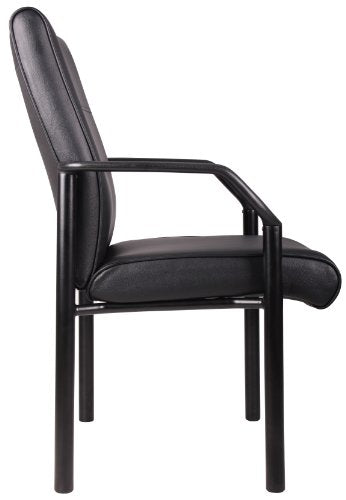 Boss Office Products B689 Mid Back LeatherPlus Guest Chair in Black, 250 lbs