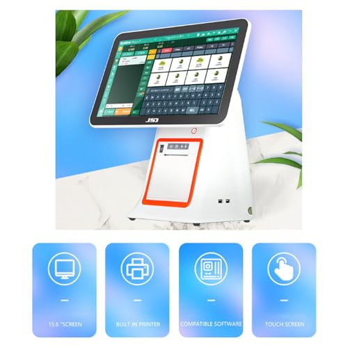 MINHUIJIHUI Mobile Tablet Pos Cash Register Monitor, 15.6in Square Terminal, Touch Screen Pos Systems, Point of Sale System for Small Business, Restaurant,Black