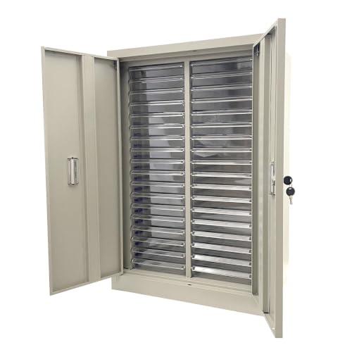JARYANNIX File Cabinet with Label Transparent Drawers 36 Small Drawers Document Filing Steel Storage Organizer with Lockable Door for Small Parts Office Business Use