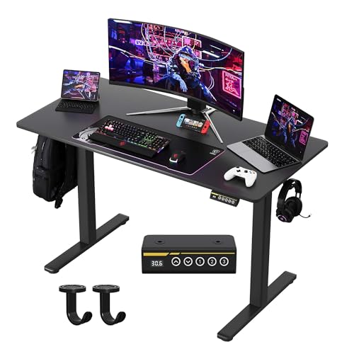 Gamork 48 x 24 Inch Electric Standing Desk, 3 Memory Presets, Black