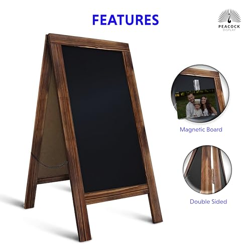 Peacock display Double-Sided Rustic Magnetic A-Frame Chalkboard Sign for Outdoor and Indoor Use, Magnetic, Black | Sturdy, Stylish, and Versatile; Perfect for Events, Menus, and Business Promotions