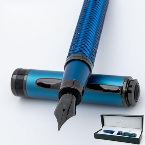 Monteverde Innova Formula M Fountain Pen, Blue - Medium Nib, Luxury Pen with Durable PVD Coating, Refillable, JoWo Stainless Steel Nib, Premium Gift Box