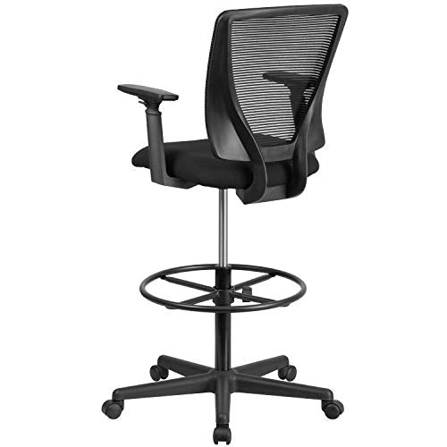 BizChair Ergonomic Mid-Back Mesh Drafting Chair with Adjustable Foot Ring and Arms