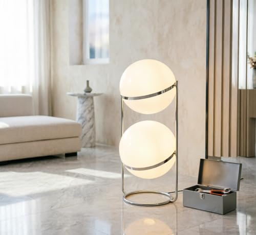 Rotatable Creative Floor Lamp,Chrome Metal,2 Head