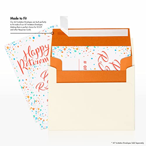 LUXPaper A2 Invitation Envelopes | Peel & Press | 4 3/8" x 5 3/4" | Flame Orange Metallic | 80lb. Text | 1,000 Qty