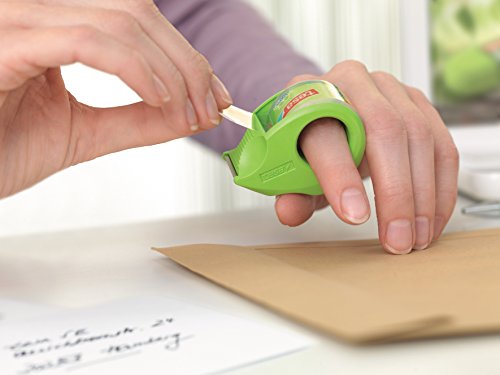 tesafilm Mini Finger Dispenser for Clear Adhesive Tape - Includes 1 x Roll tesafilm Ecologo 10 m x 19 mm, Tray of 16-4 Colours