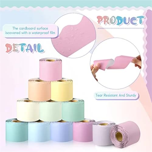Bulletin Board Borders 12 Roll 630 Feet Ful Bulletin Board Borders Bulk for Classroom Decoration Scalloped Rolled Border Trim for Back to School Chalk(Dark Academia Color)