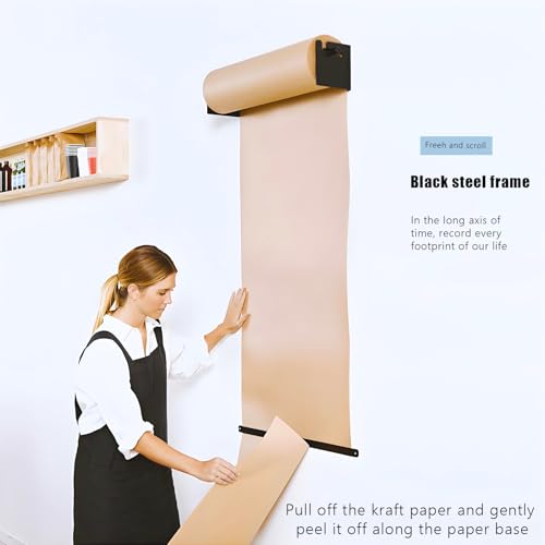 36‘’ Wall Mounted Kraft Paper Dispenser Holder,Brown Paper Roll Holder, Heavy-Duty Paper Cutters Butcher Paper Dispenser to-Do Lists, DIY Drawing, Taking Note, Artwork Black 36inch
