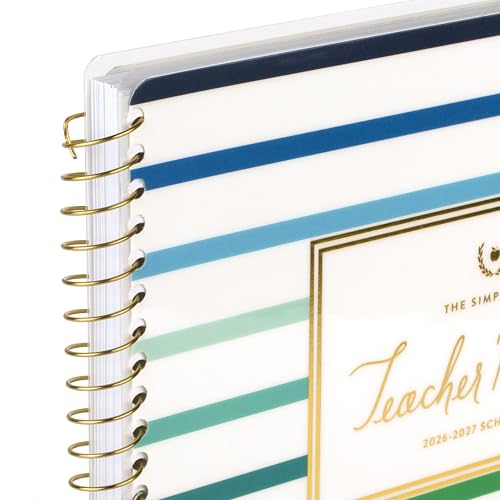 AT-A-GLANCE Teacher Planner 2026-2027 Weekly & Monthly Academic 12-Month July-June, 8-1/2" x 11", Simplified by Emily Ley, Happy Stripe (EL54-905A)