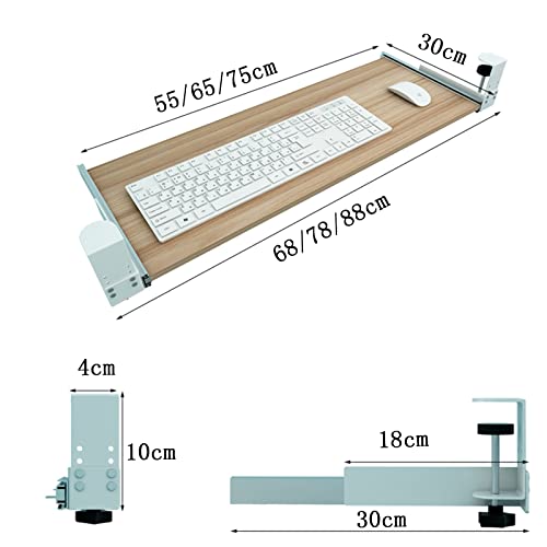 GAZOGJ 5 Colors Wooden Keyboard Tray Under Desk Slide-Out Keyboard Drawers Platforms - Install Without Drilling - for Home/Office/Club Computer Desk Extender Keyboard Shelf,Walnut-75x30cm(30x12Inch)