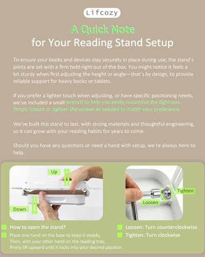 Lifcozy Book Stand for Reading, Acrylic Adjustable Book Holder with Book Page Holder, 360°Cookbook Stand with Storage for Kitchen Counter, Hands Free Recipe Book Holder for Textbook Cookbook, Clear