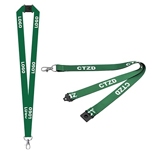 CTZD 50 Pack Customized Neck Straps Custom Lanyards Print Your Logo Text Name Image with Safety Breakaway and Metal Clip for Office Company School