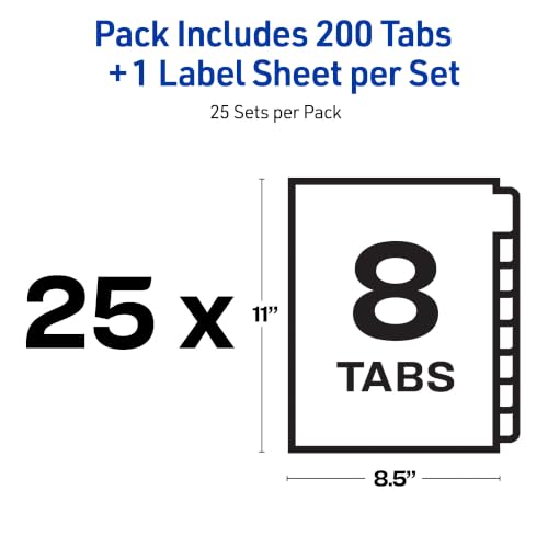 Avery Index Maker Clear Label Dividers, 8-Tab, Unpunched, 25 Sets
